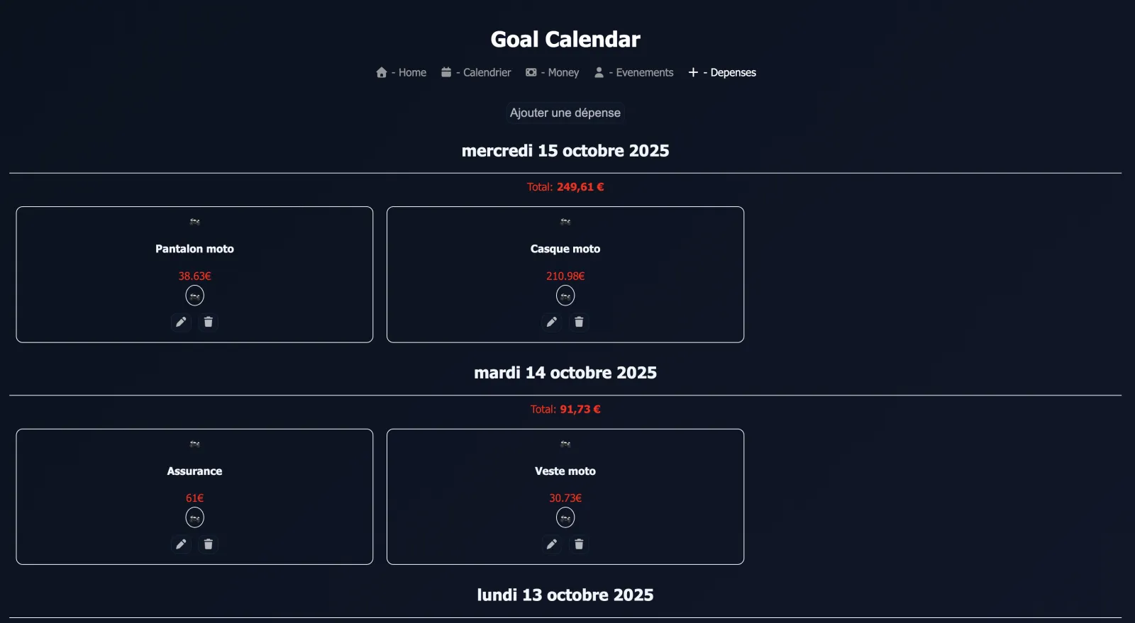 Goal Calendar